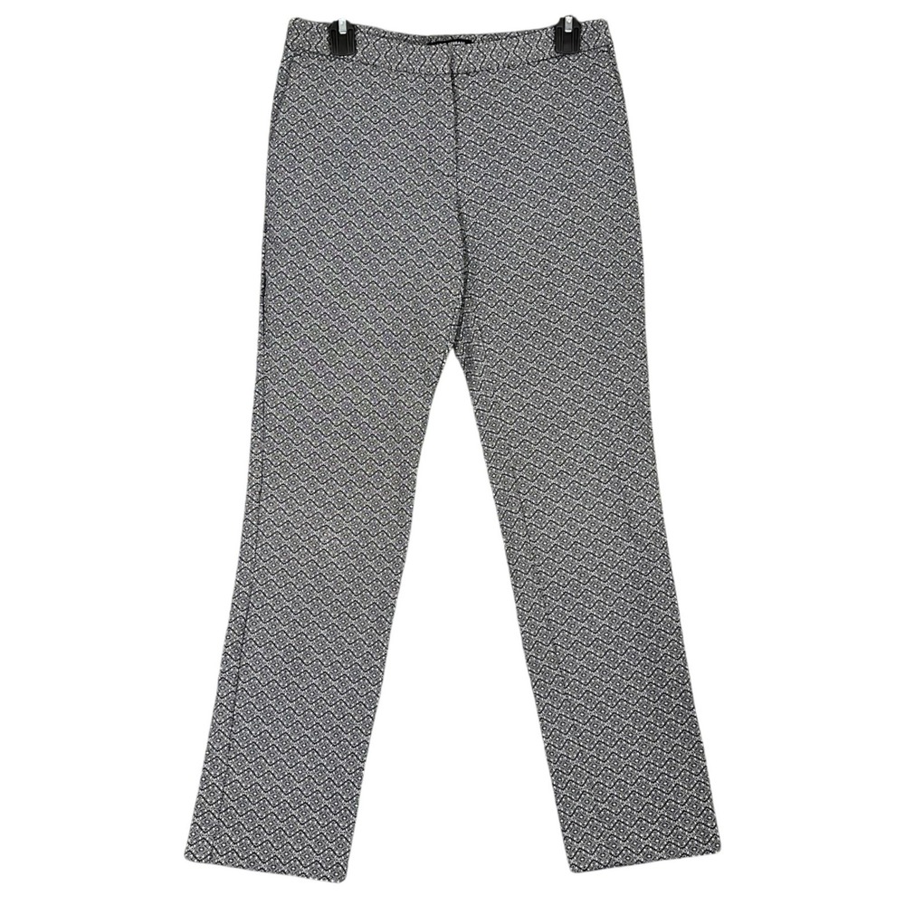 Mario Serrani Trousers Womens 4 Black White Geometric Print Stretch Straight Leg